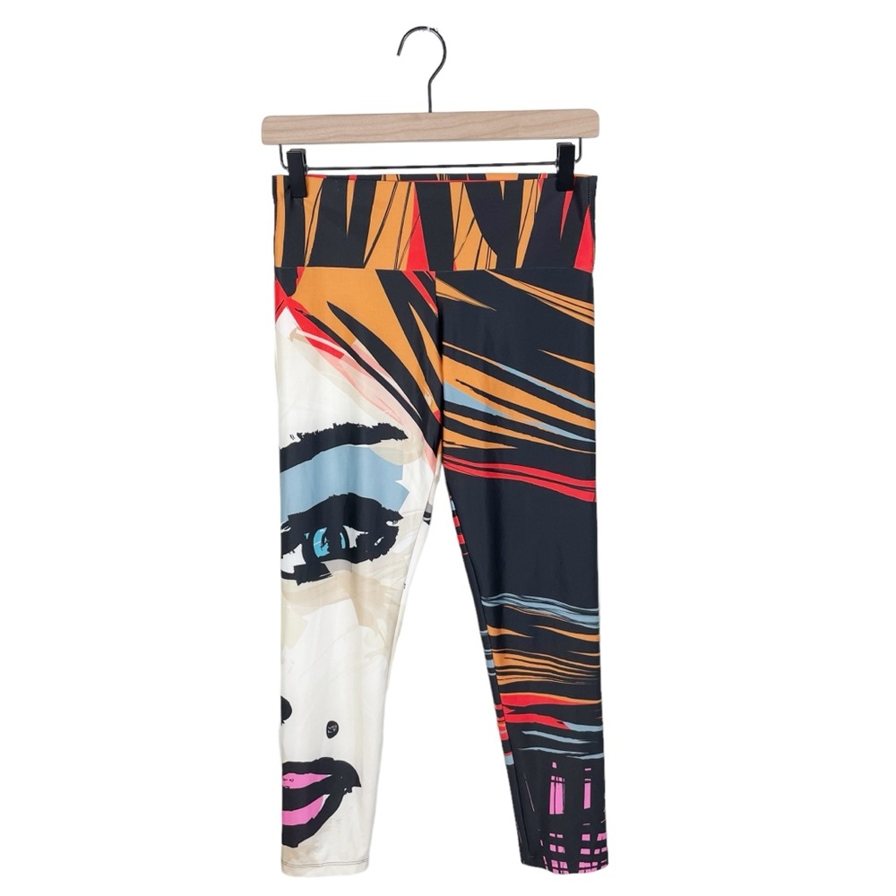 Volt Design Leggings Size Medium No 271 Ode Face Abstract Print Artsy Art